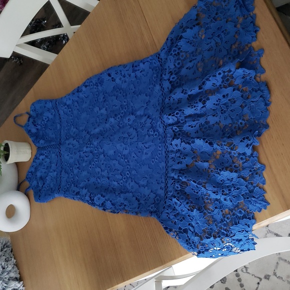 Lulus Taliah Blue Lace Midi Dress.  NWOT - Picture 7 of 16